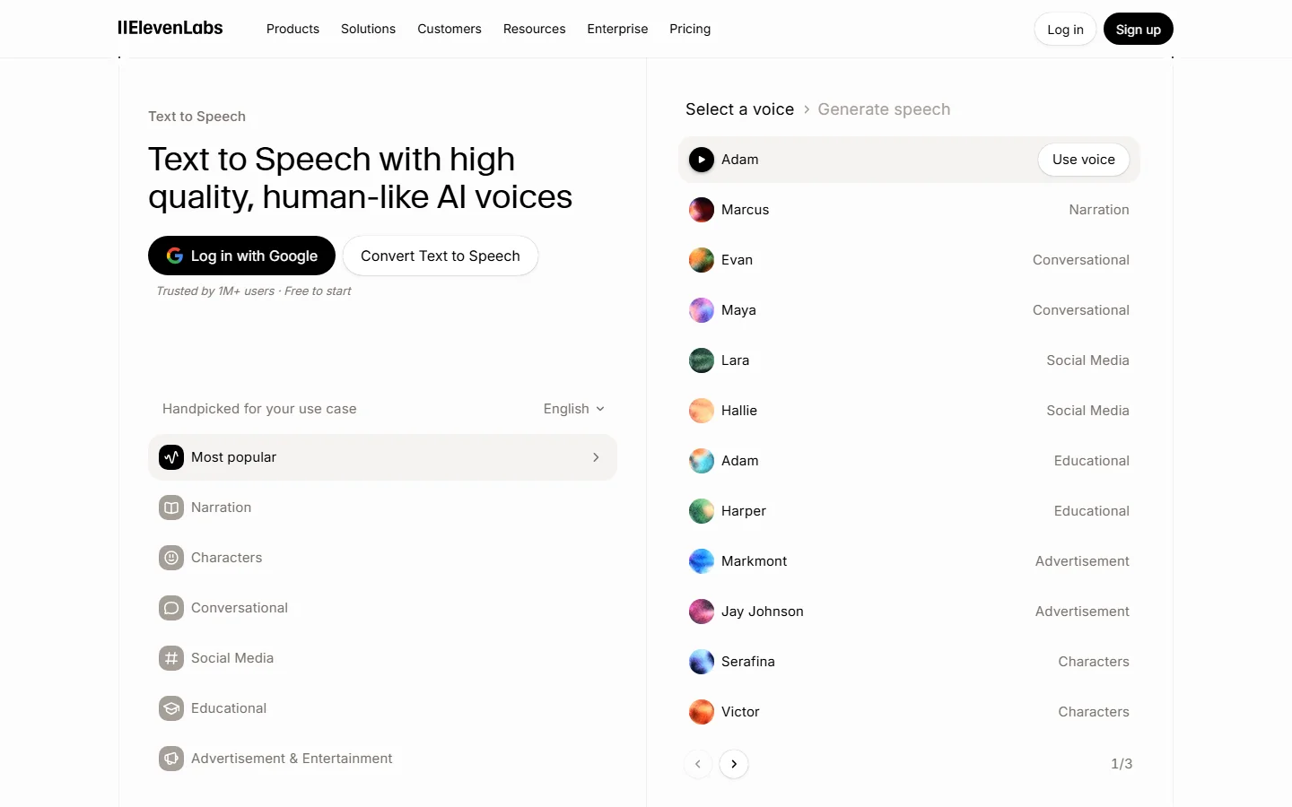 ElevenLabs interface