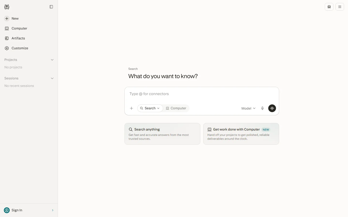 Perplexity interface