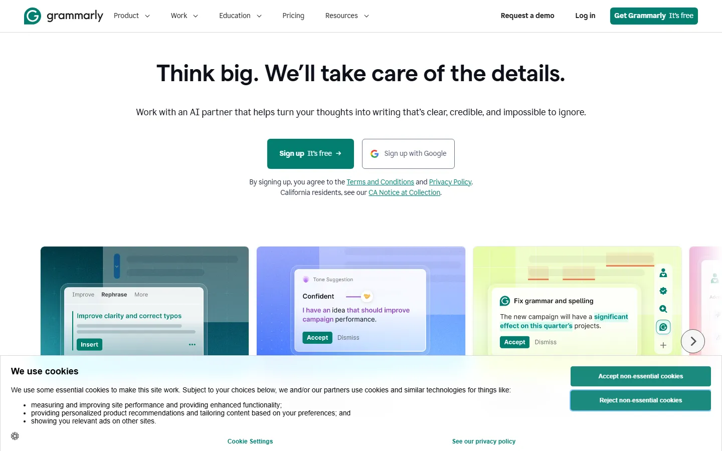 Grammar homepage screenshot